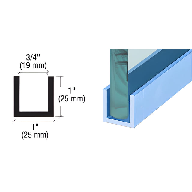 CRL Custom Color Wet / Dry Glaze 1" Deep U-Channel Custom Length