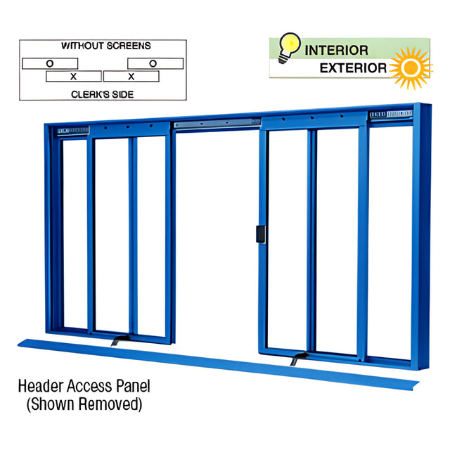 CRL Custom KYNAR® Paint DW Series Four Panel Manual Deluxe Sliding Service Window OXXO without Screen