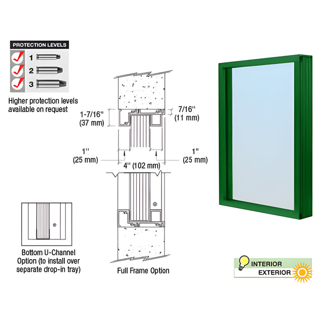 CRL Custom KYNAR® Painted Aluminum Narrow Inset Frame Exterior Glazed Vision Window