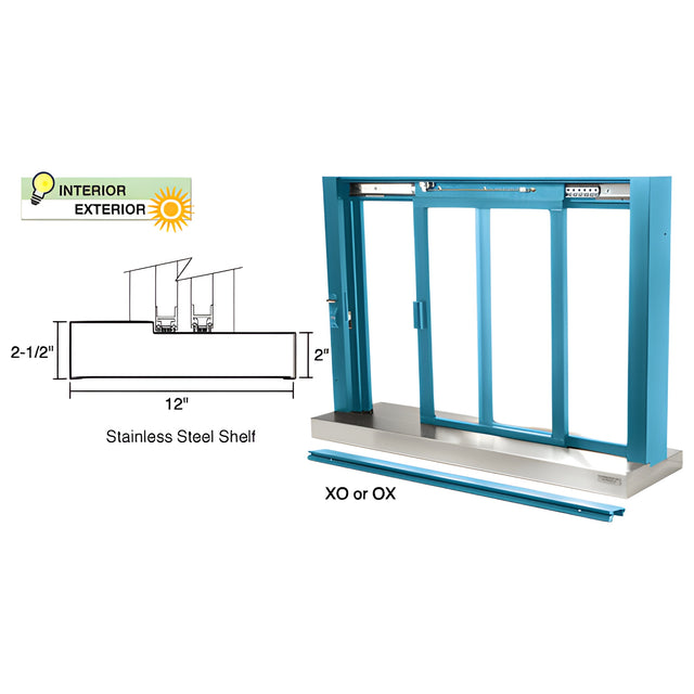 CRL Custom KYNAR® Painted Finish Self-Closing Deluxe Sliding Service Window with Stainless Steel Sill