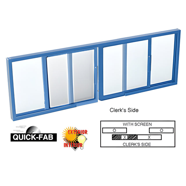 CRL Custom KYNAR® Painted Horizontal Sliding Service Window OXO Format with 1/4" Glass with Screen