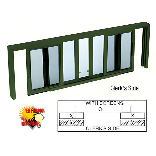 CRL Custom KYNAR® Painted Horizontal Sliding Service Window XOX Format with 1/4" Glass with Screen