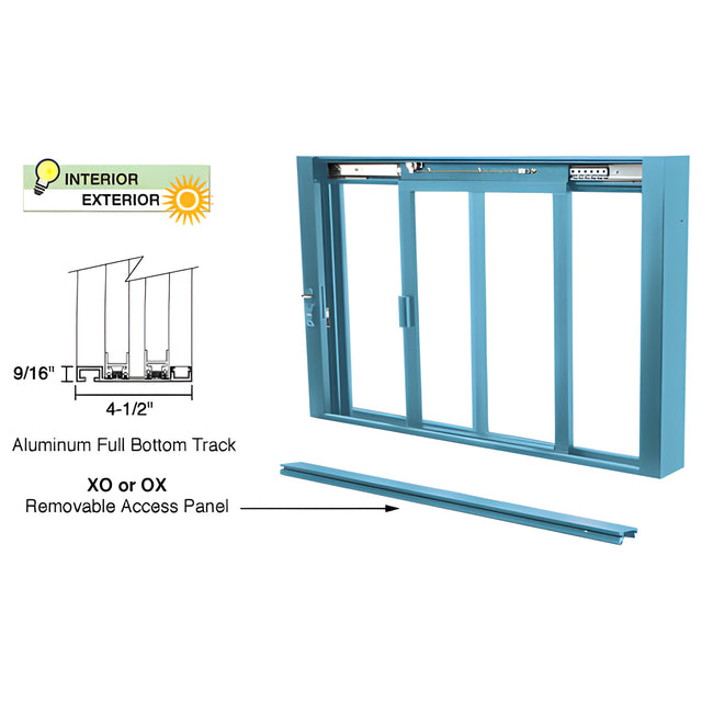 CRL Custom KYNAR® Painted Self-Closing Deluxe Sliding Service Windows with Aluminum Full Bottom Track