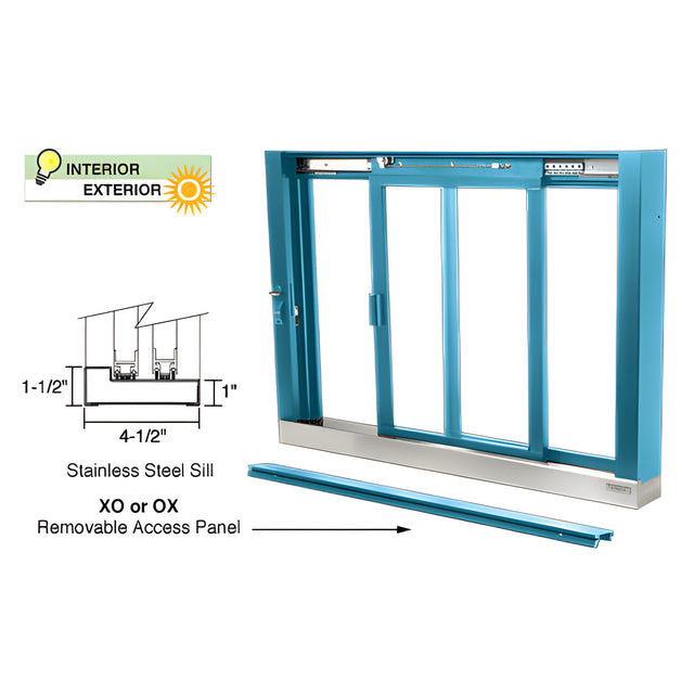 CRL Custom KYNAR® Painted Self-Closing Deluxe Sliding Service Windows with Stainless Steel Sill
