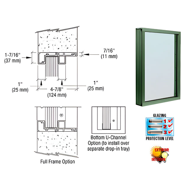 CRL Custom KYNAR® Painted (Specify) Aluminum Standard Inset Frame Exterior Glazed Vision Window