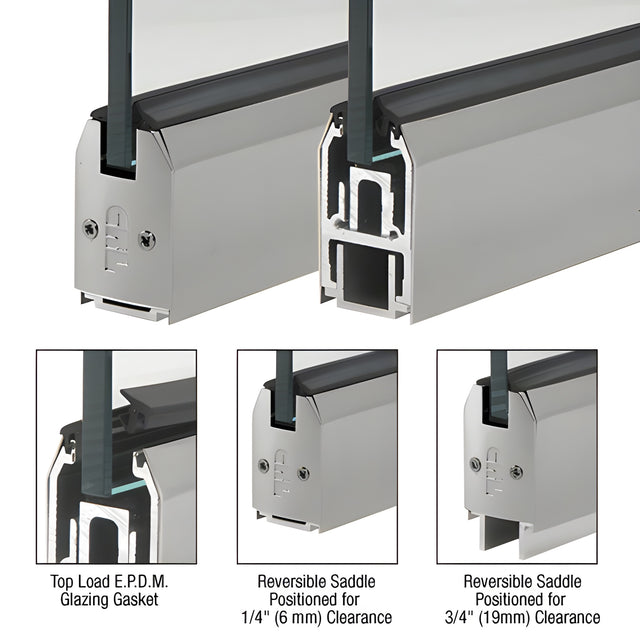 CRL Custom Length Brushed Stainless 2-5/16" Low Profile Tapered Sidelite Rail With Saddle