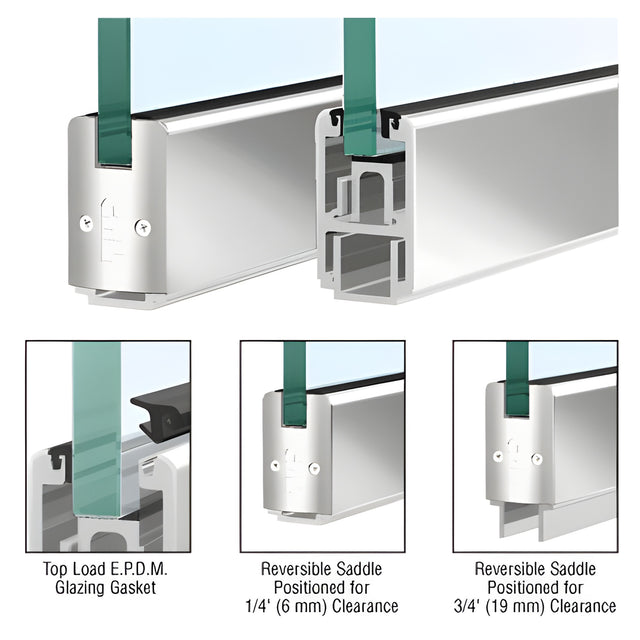 CRL Custom Length Polished Stainless 2-5/16" Low Profile Sidelite Rail With Saddle
