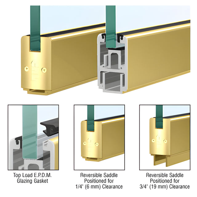 CRL Custom Length Satin Brass 2-5/16" Low Profile Sidelite Rail With Saddle