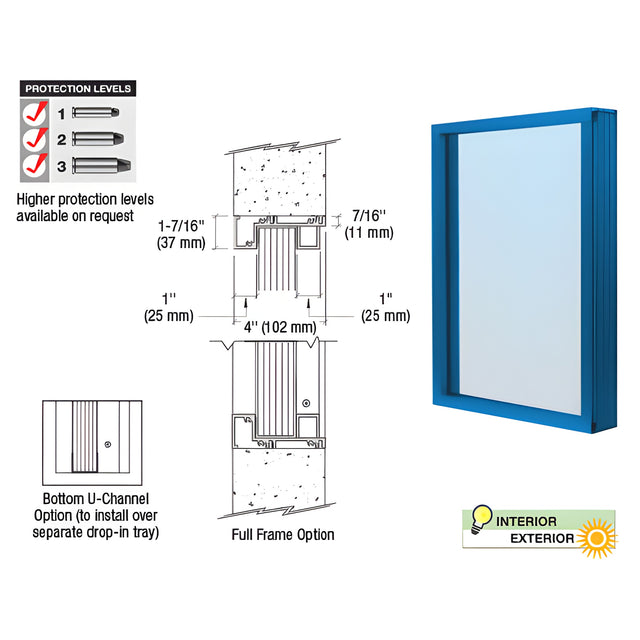 CRL Custom Powder Painted Aluminum Narrow Inset Frame Exterior Glazed Vision Window