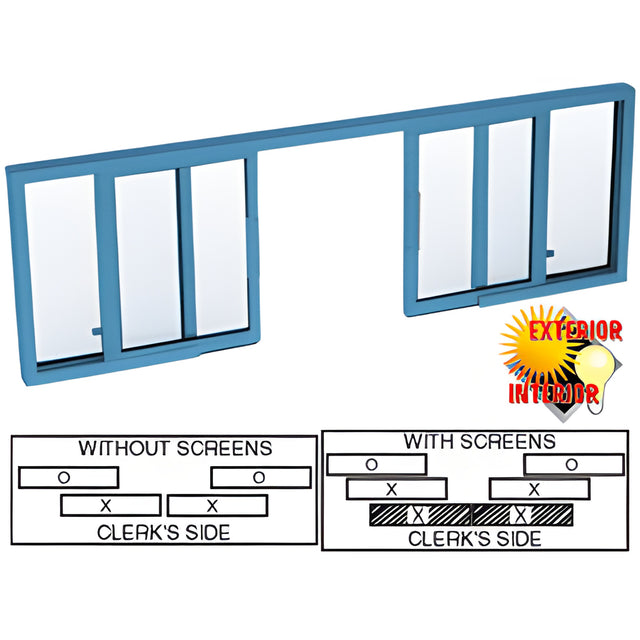 CRL Custom Powder Painted Horizontal Sliding Service Window OXXO Format with 1/4" Glass no Screen