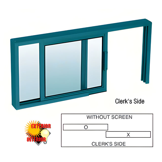 CRL Custom Powder Painted Horizontal Sliding Service Window XO or OX Format with 1/4" Glass Only - No Screen