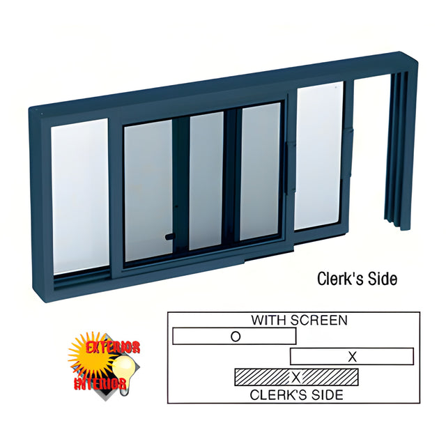 CRL Custom Powder Painted Horizontal Sliding Service Window XO or OX Format With 1/2" Insulating Glass with Screen