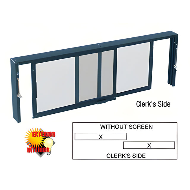 CRL Custom Powder Painted Horizontal Sliding Service Window XX Format with 1/4" Glass no Screen