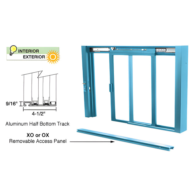 CRL Custom Powder Painted Self-Closing Deluxe Sliding Service Windows with Aluminum Half Bottom Track