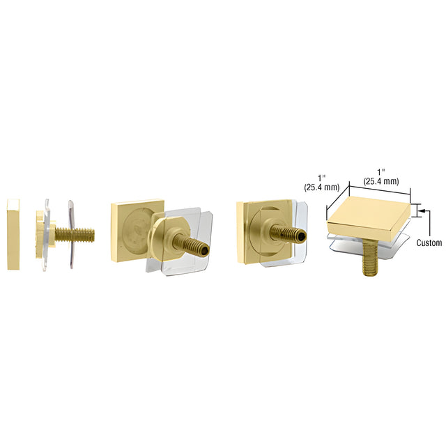 CRL Custom Satin Brass 1" Square Standoff Cap