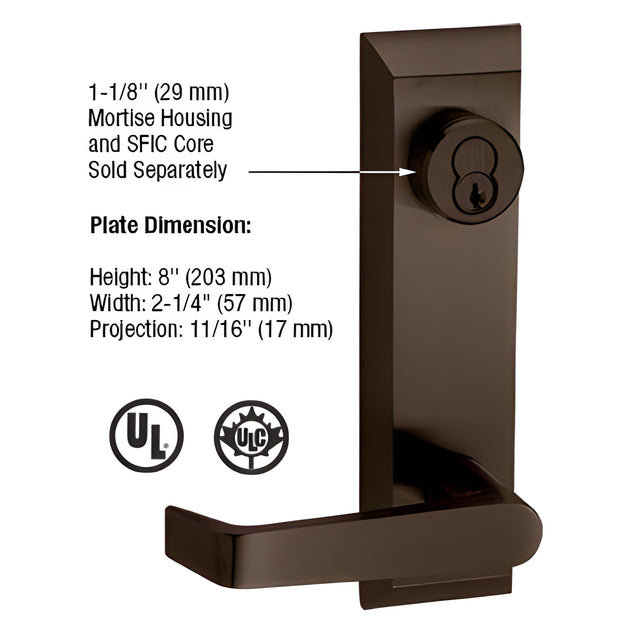 CRL Dark Bronze 1600 Series Prepped Lever Trim for 1900 Rim Panic Devices