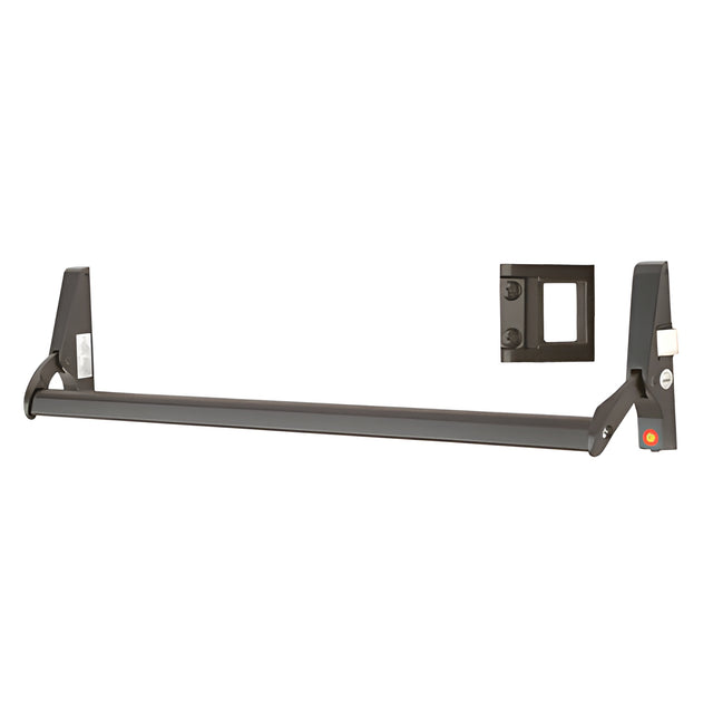 CRL Dark Bronze 48" Jackson® 10 Series Right Hand Reverse Bevel Crossbar Rim Panic Exit Device, 'S' Type Strike