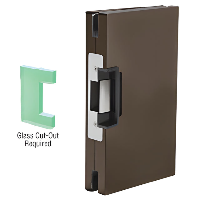 CRL Dark Bronze 6" x 10" RH/LHR Custom Center Lock Glass Keeper with Deadlatch Electric Strike