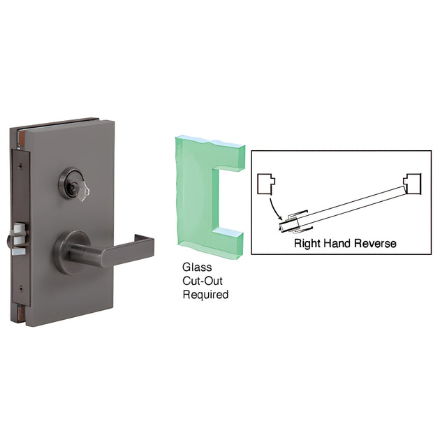 CRL Dark Bronze 6" x 10" RHR Center Lock With Deadlatch in Class Room Function