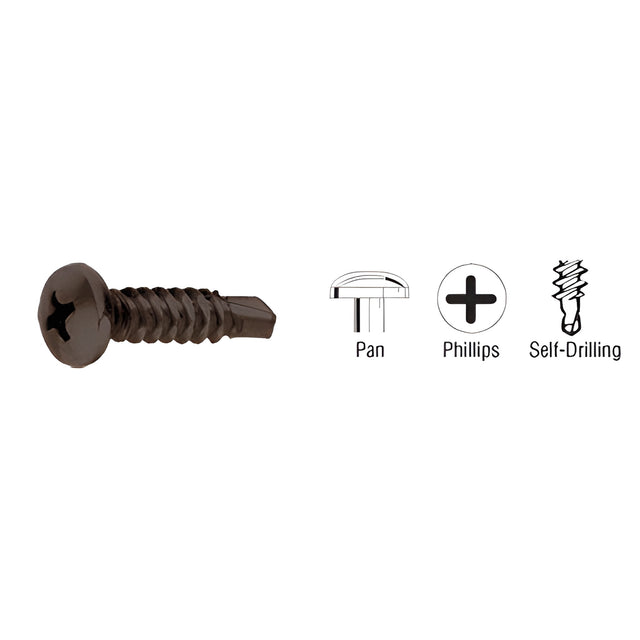 CRL Dark Bronze 8-18 x 3/4" Self-Drilling Pan Head Phillips Screws