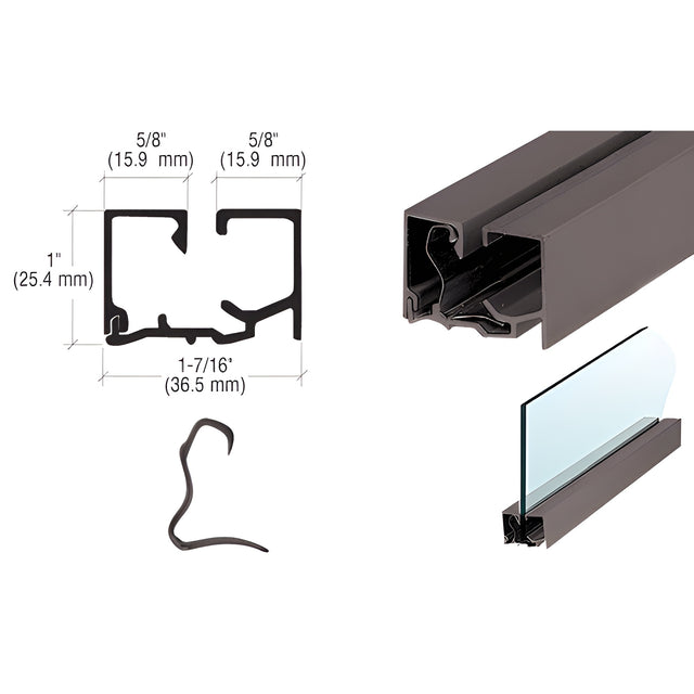 CRL Dark Bronze Anodized Snap-In Sash with Clips - 12'