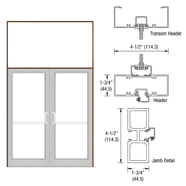 CRL Dark Bronze/Black Anodized Class 1 75-1/2" x 126" Series DF800 Tubular Offset Pivot Transom Frame Complete (2FT)