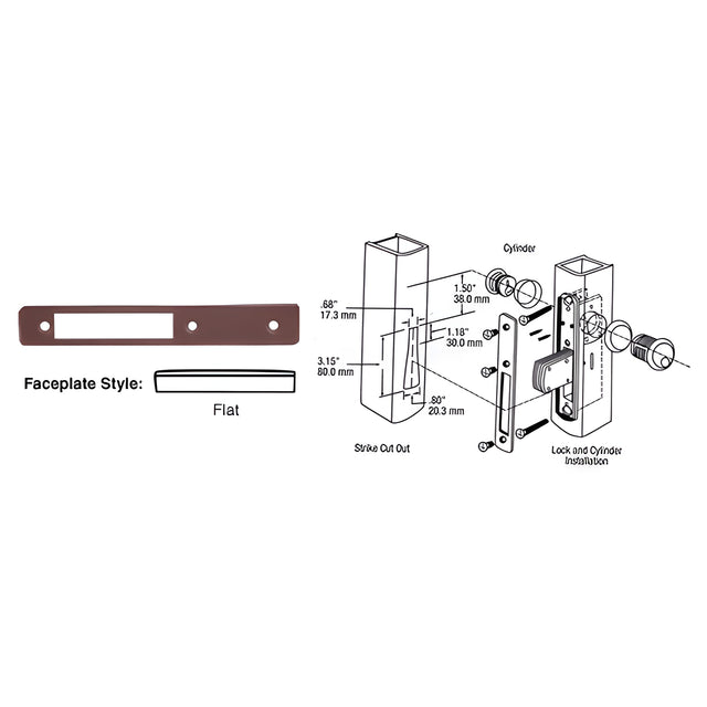 CRL Dark Bronze Flat Faceplate for DL2110 Series Long Throw Deadlocks