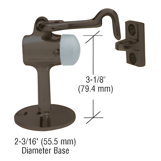 CRL Dark Bronze Floor Mounted Heavy-Duty Door Stop with Hook and Holder