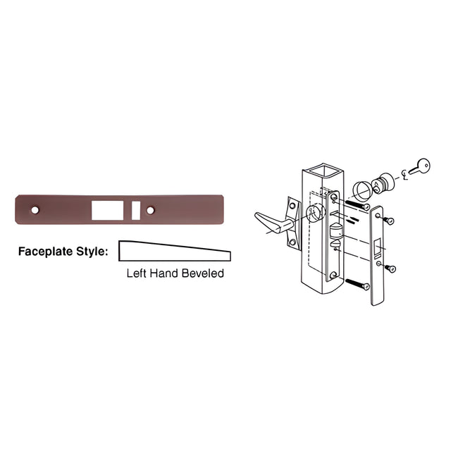 CRL Dark Bronze Left Hand Beveled Faceplate for DL2140 Deadlatch Locks
