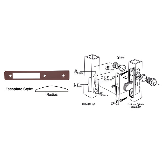 CRL Dark Bronze Radius Faceplate for DL2110 Series Long Throw Deadlocks