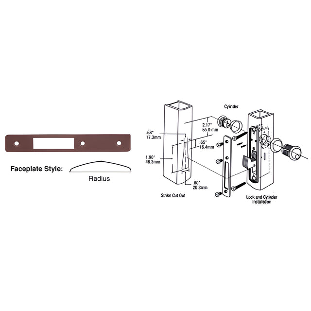 CRL Dark Bronze Radius Faceplate for DL2130 Series Hook Throw Deadlocks