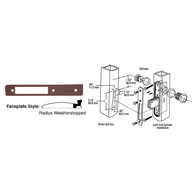 CRL Dark Bronze Radius Weather-stripped Faceplate for DL2110 Series Long Throw Deadlocks