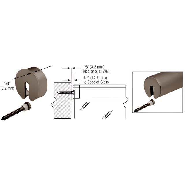 CRL Dark Bronze Stabilizing End Cap for 3-1/2" Cap Railing