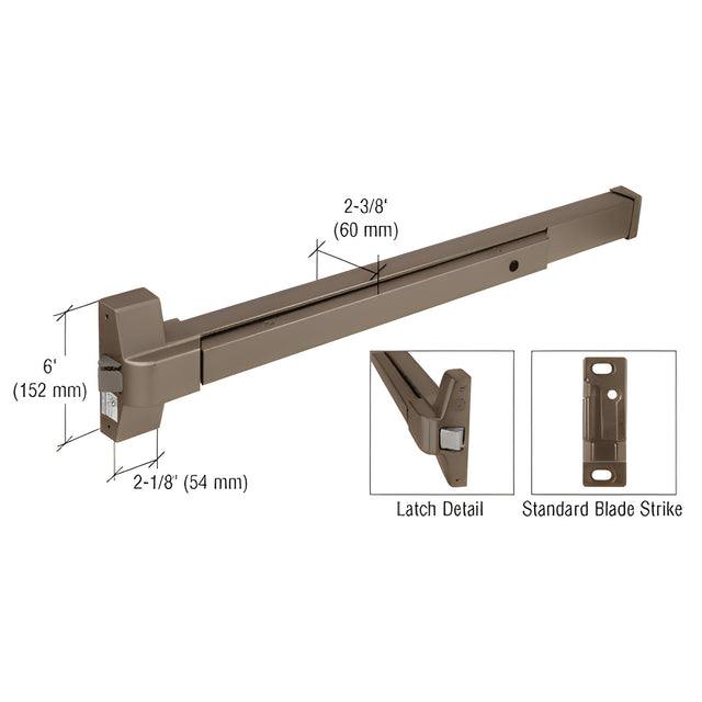 CRL Dark Bronze Touch Bar Rim Panic Exit Device