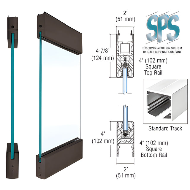 CRL Dark Bronze Type 3 Standard SPS with 4" Square Rails Top and Bottom