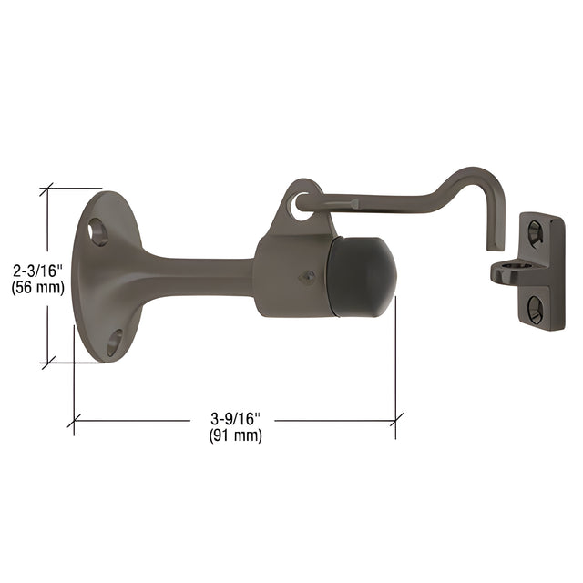 CRL Dark Bronze Wall Mounted Heavy-Duty Door Stop with Hook and Holder