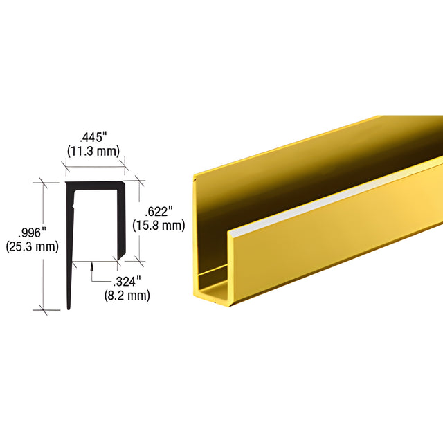 CRL Dipped Polished Brite Gold Anodized Canadian Style 1/4" Deep Nose "J" Channel