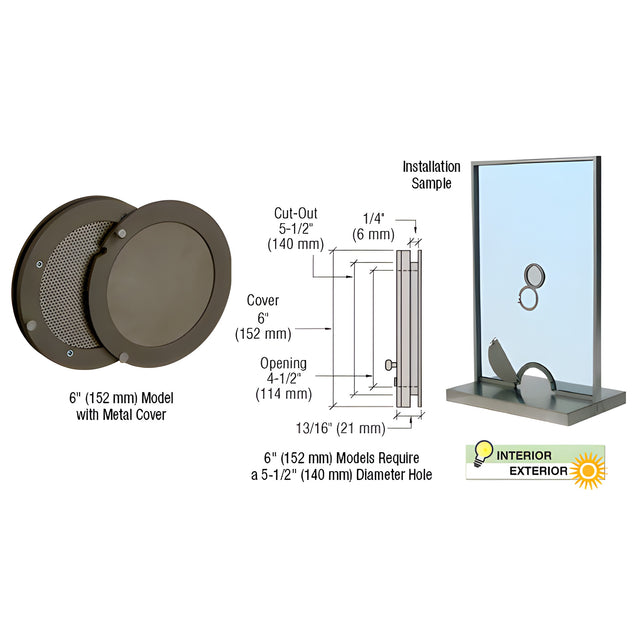 CRL Duranodic Bronze Anodized 6" Metal Cover Speak-Thru