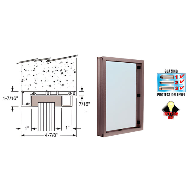 CRL Duranodic Bronze Anodized Aluminum Standard Inset Frame Interior Glazed Vision Window
