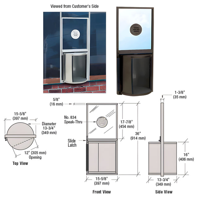 CRL Duranodic Bronze Anodized Finish Rotating Service Window