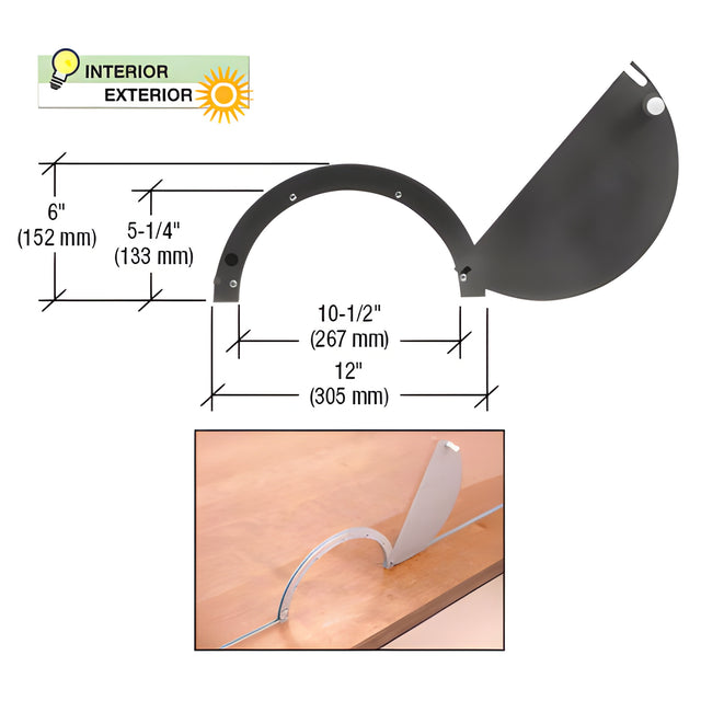 CRL Duranodic Bronze Anodized Semicircular Design Ticket Window with 10-1/2" x 5-1/4" Opening