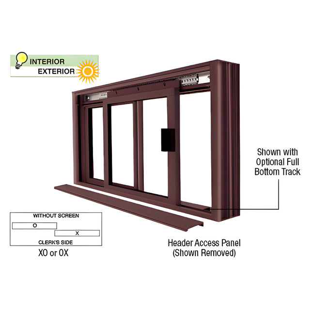 CRL Duranodic Bronze DW Series Manual Deluxe Sliding Service Window OX or XO without Screen