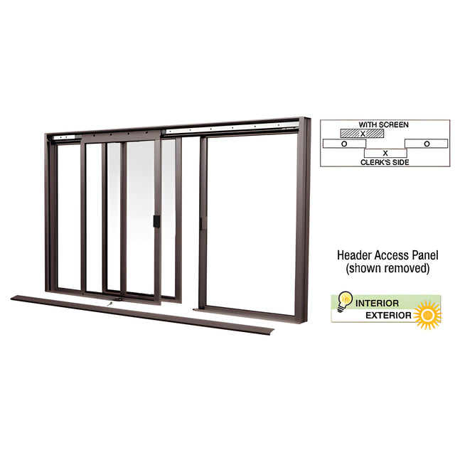 CRL Duranodic Bronze DW Series Manual Deluxe Sliding Service Window OXO with Screen