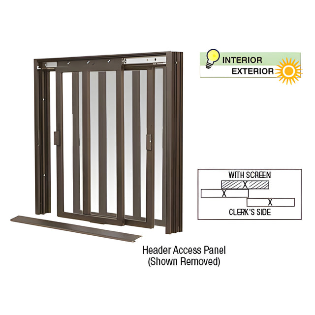 CRL Duranodic Bronze DW Series Manual Deluxe Sliding Service Window XX with Screen
