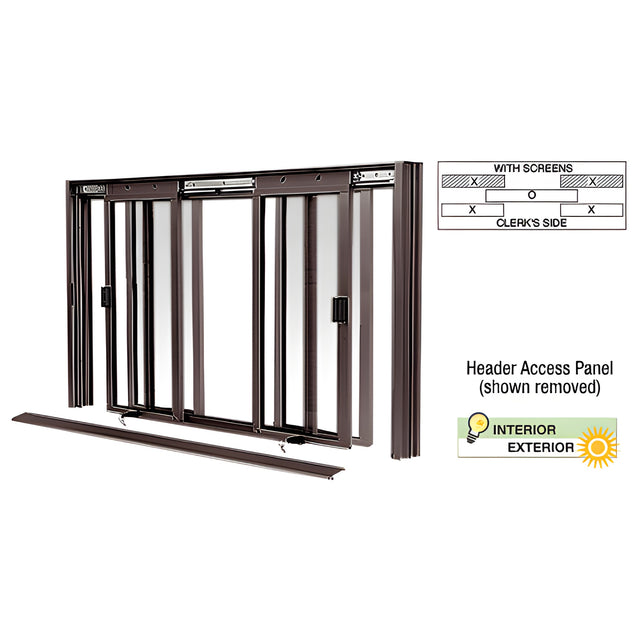 CRL Duranodic Bronze DW Series Manual Deluxe Sliding Service Window XOX with Screen