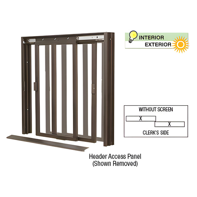 CRL Duranodic Bronze DW Series Two Panel Manual Deluxe Sliding Service Window XX Without Screen