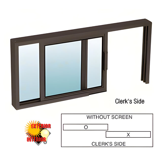 CRL Duranodic Bronze Horizontal Sliding Service Window XO or OX Format with 1/2" Insulating Glass - No Screen