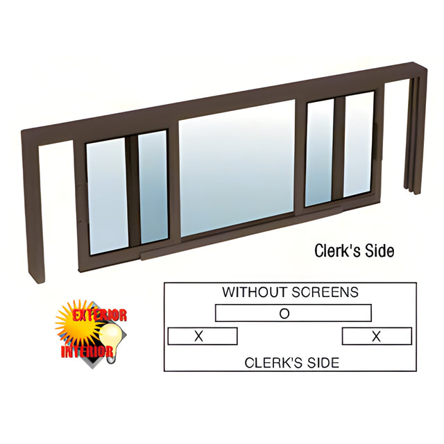 CRL Duranodic Bronze Horizontal Sliding Service Window XOX Format with 1/8" & 1/4" Vinyl Only No Screen