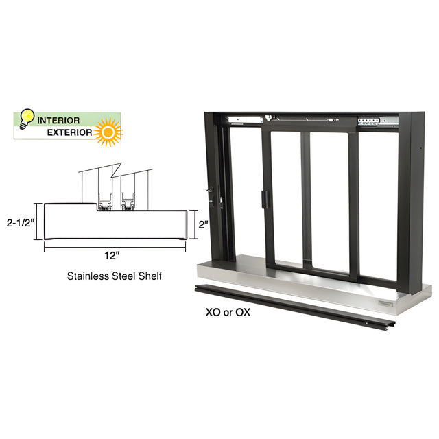 CRL Duranodic Bronze Self-Closing Deluxe Sliding Service Window with Stainless Steel Sill