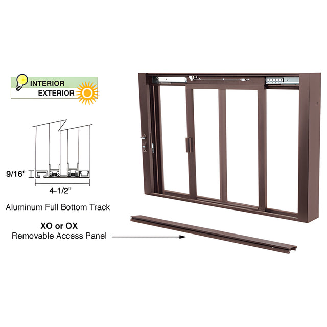 CRL Duranodic Bronze Self-Closing Deluxe Sliding Service Windows with Aluminum Full Bottom Track